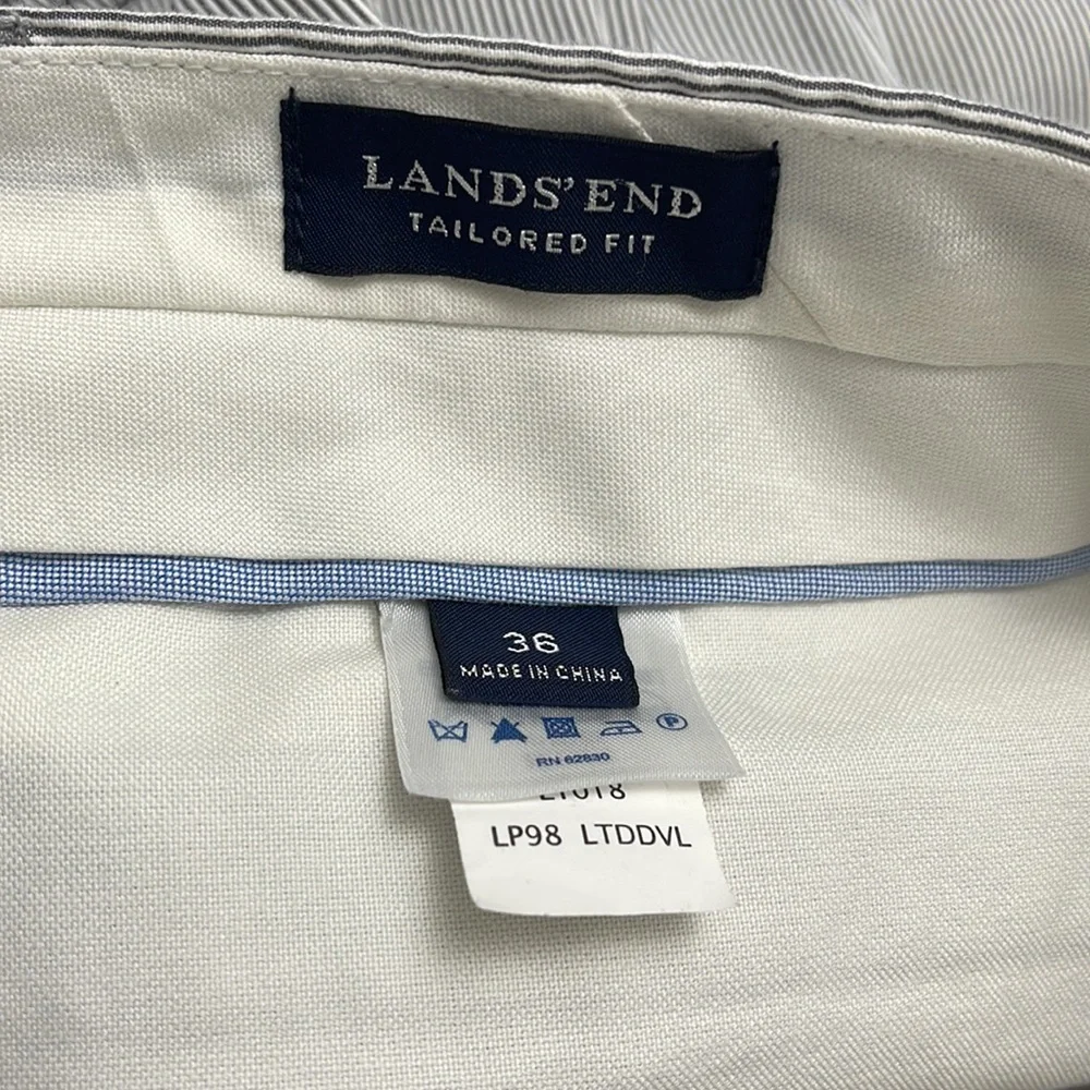 Lands’ End Tailored Fit Striped Trousers, Size 36